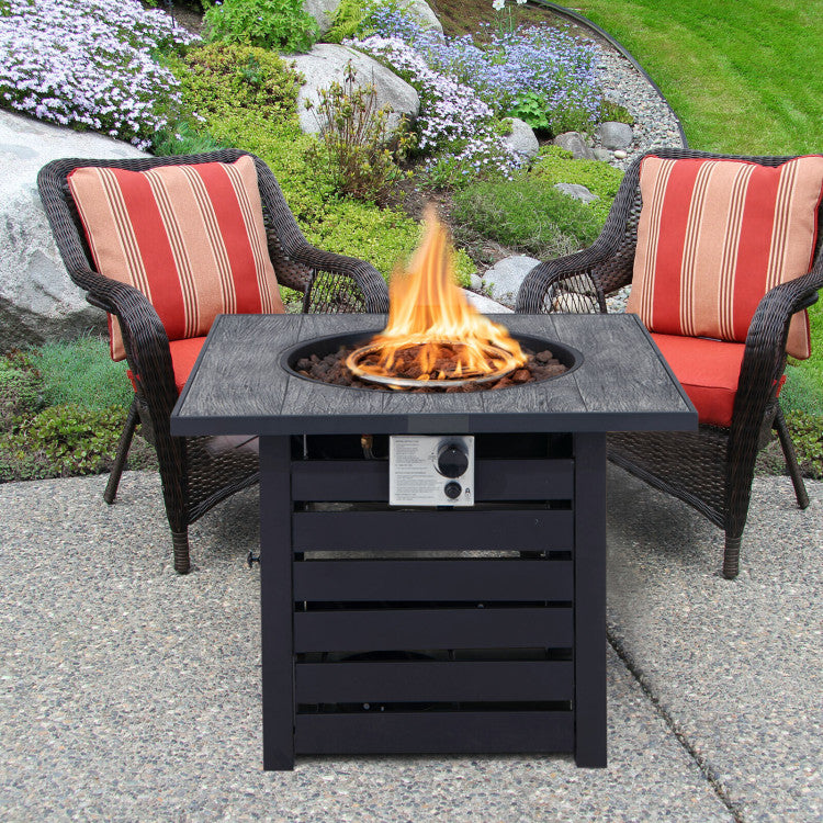 Chairliving 50000 BTU Outdoor Square Propane Gas Fire Pit Table with Waterproof Cover Lava Rocks