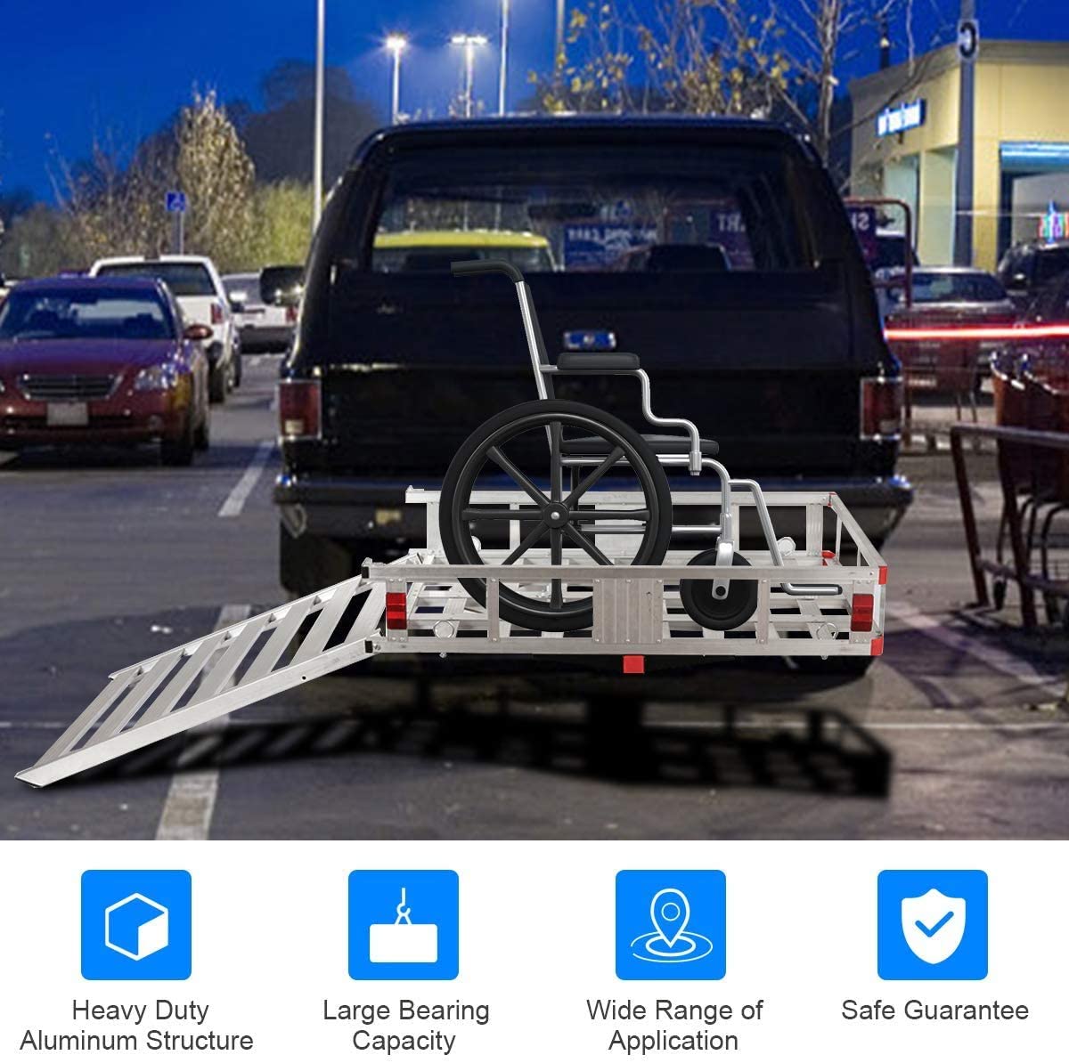 Chairliving 50 x 29.5 Aluminum Cargo Carrier 500 lbs Hitch-Mounted Wheelchair Scooter Mobility Carrier Medical Lift Rack Ramp