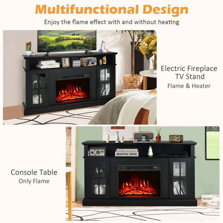 Chairliving 58 Inches TV Console Stand with 23 inch 1400W Electric Fireplace Insert and Remote Control