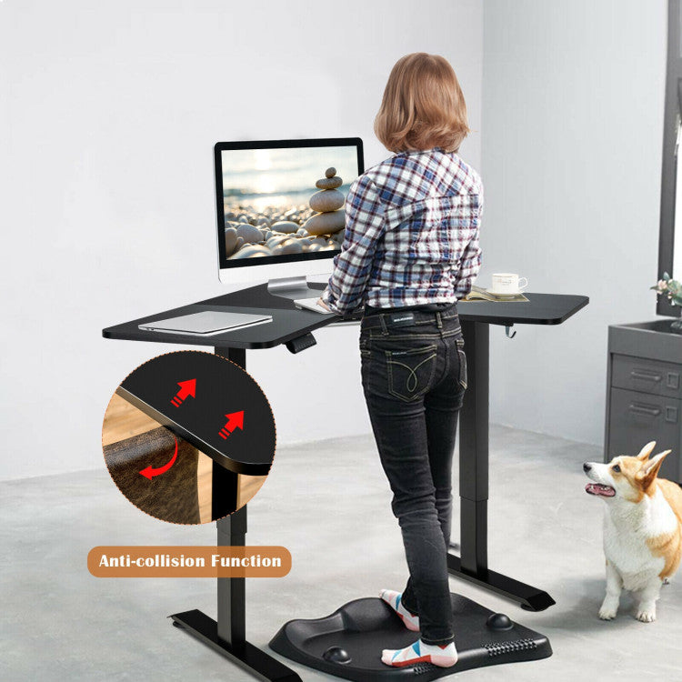 Chairliving 59.5 Inch L Shaped Electric Standing Desk Height Adjustable Rolling Office Sit Desk with LCD Display and 4 Memory Positions