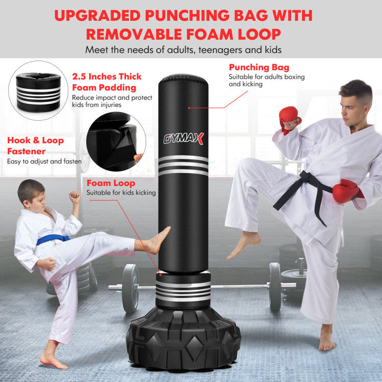 Chairliving 67 Inch Freestanding Heavy Punching Bag Kickboxing Box Bag Set with Stand and Fillable Suction Cup Base for Home Gym