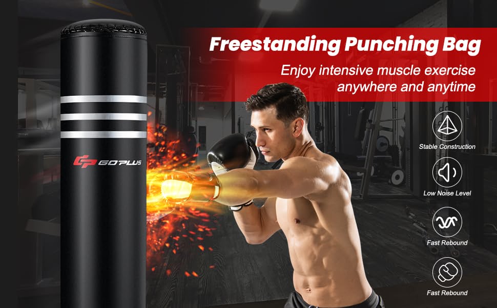 Chairliving 70 Inch Freestanding Punching Bag 220lbs Heavy Boxing Bag with Gloves and 12 Suction Cup Base