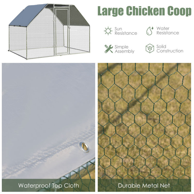 Chairliving 9.5 x 6.5 Feet Large Walk-In Chicken Coop Poultry Cage Outdoor Pen Hen House with Water-Resistant Cover