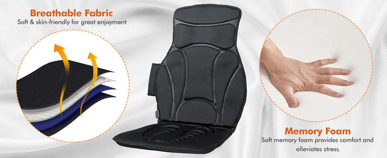 Chairliving Back Massager Chair Massage Pad Shiatsu Massage Seat Cushion with 10 Vibration Motors and 3 Optional Speeds for Back Pain