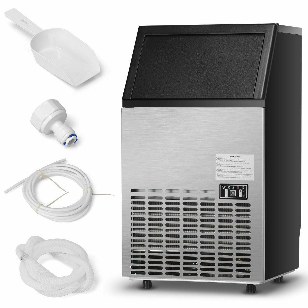 Chairliving Canada Only 110LBS 24H Portable Built-In Stainless Steel Commercial Ice Maker Machine with Full Set of Accessories