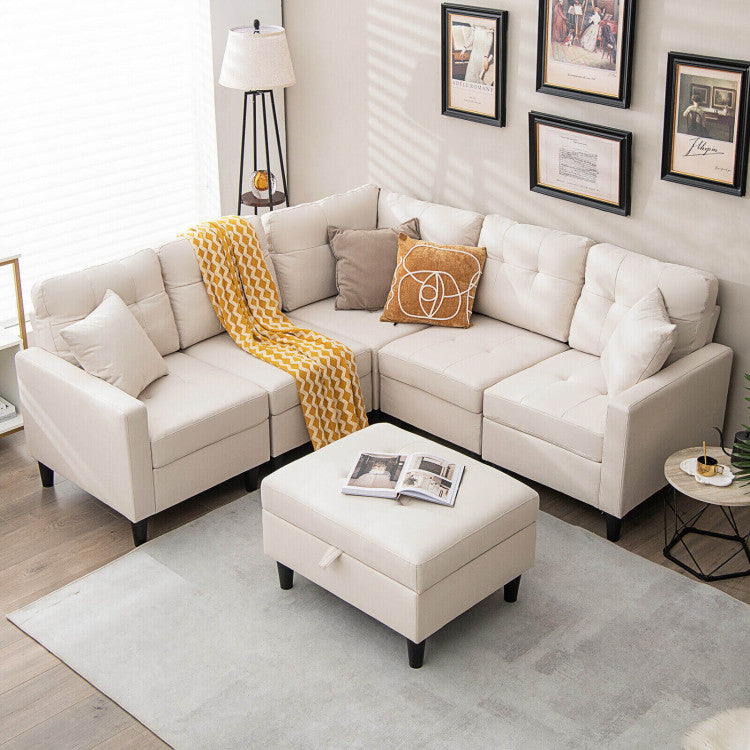 Chairliving Convertible Corner Sofa L-shaped Sectional Couch with Storage Ottoman and 2 Removable Pillows