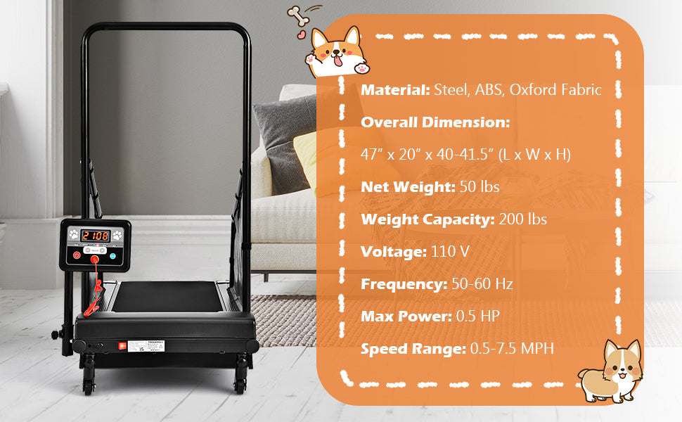 Chairliving Dog Treadmill Running Machine Pet Exercise Equipment with Remote Control and LCD Display for Small Medium-Sized Dogs