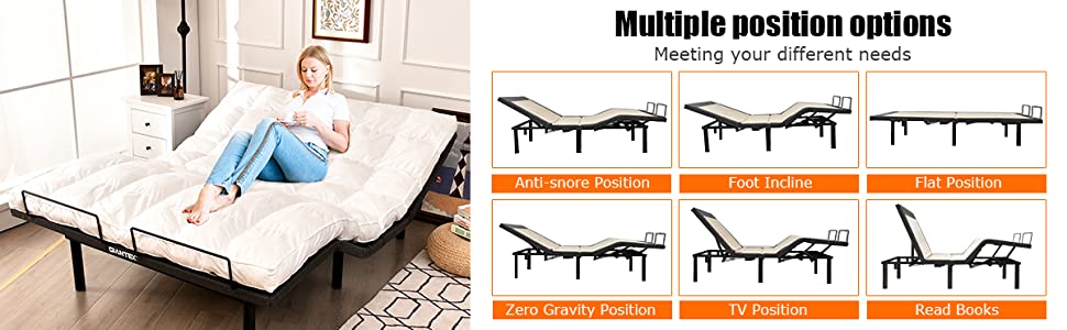 Chairliving Electric Adjustable Bed Base Zero Gravity Twin Queen Size Bed Frame with Massage and Remote Control