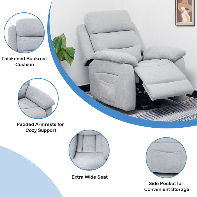 Chairliving Electric Power Adjustable Recliner Chair Fabric Lift-up Sofa with Remote Control and Side Pocket