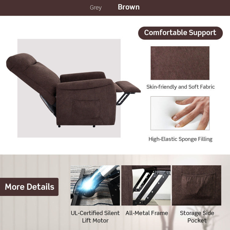Chairliving Electric Power Lift-up Recliner Chair with Remote Control and Side Storage Pocket for Elderly