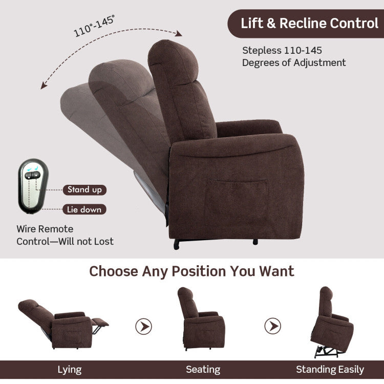 Chairliving Electric Power Lift-up Recliner Chair with Remote Control and Side Storage Pocket for Elderly