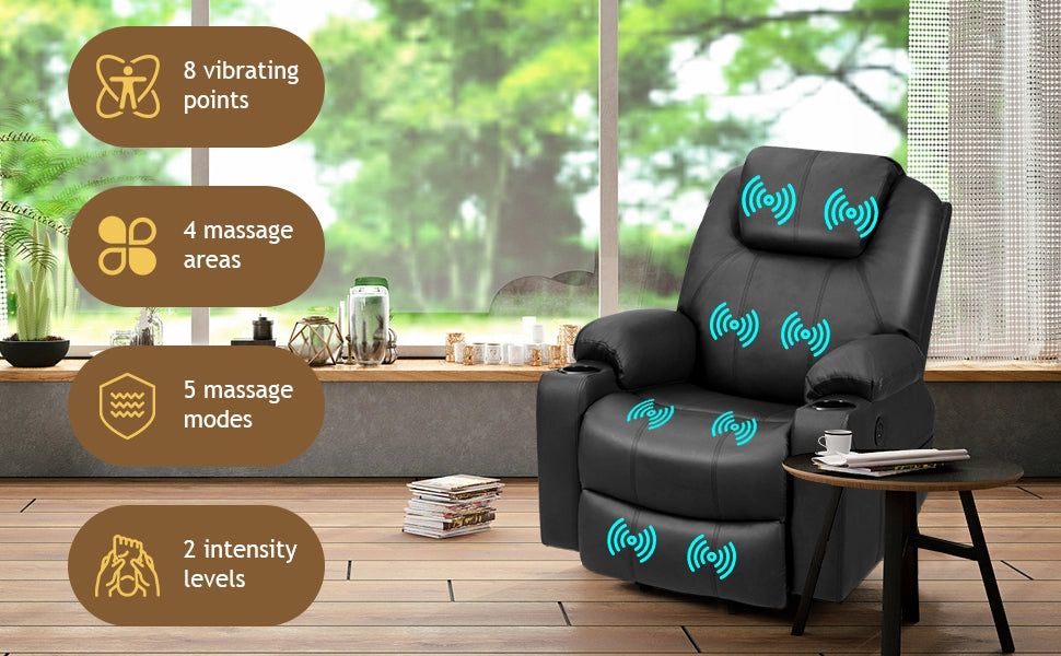 Chairliving Electric Power Lift Recliner Massage Chair Leather Sofa with 8 Vibrating Nodes and 5 Massage Modes