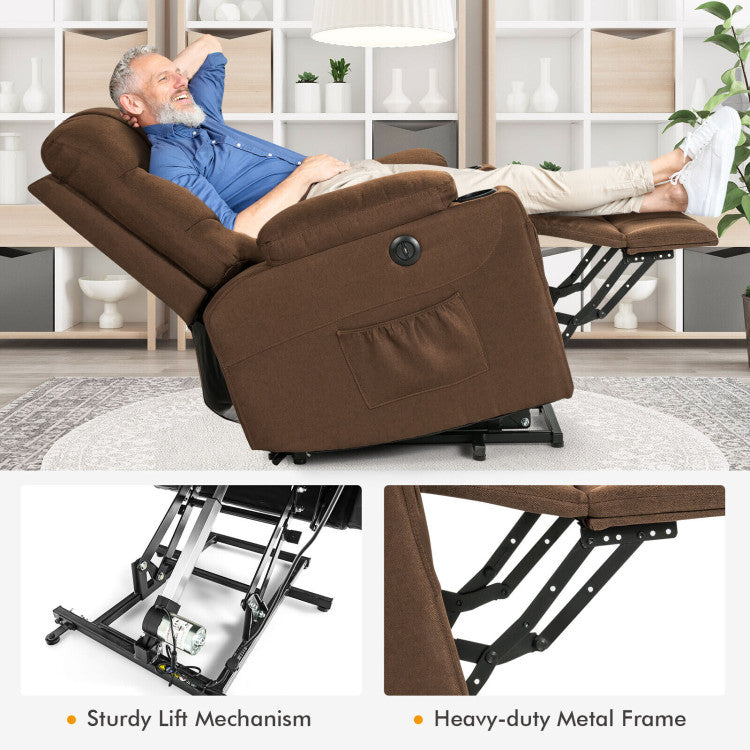 Chairliving Electric Power Lift Recliner Sofa Fabric Massage Chair with Heated Vibration and Remote Control for Elderly