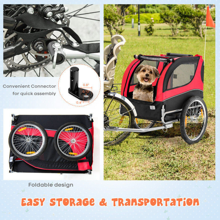 Chairliving Foldable Dog Bike Trailer 2-in-1 Pet Stroller Cart with 3 Zipped Doors and 2 Mesh Windows