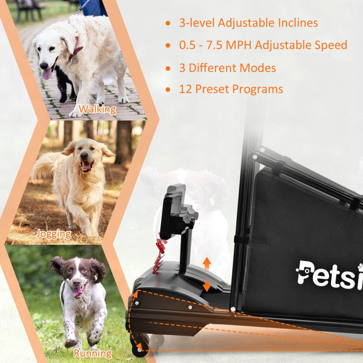 Chairliving Indoor Dog Treadmill Pet Running Machine Fitness Equipment with Remote Control and 1.4 LCD Screen for Small Mediu Sized Dogs