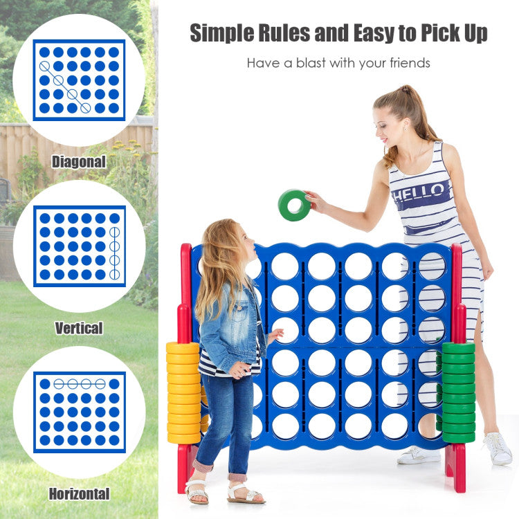 Chairliving Jumbo 4-to-Score Giant Puzzle Game Set with 42 Jumbo Rings and Quick-Release Slider for Kids and Adults