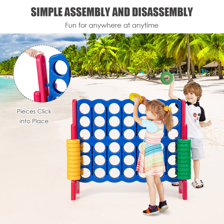 Chairliving Jumbo 4-to-Score Giant Puzzle Game Set with 42 Jumbo Rings and Quick-Release Slider for Kids and Adults