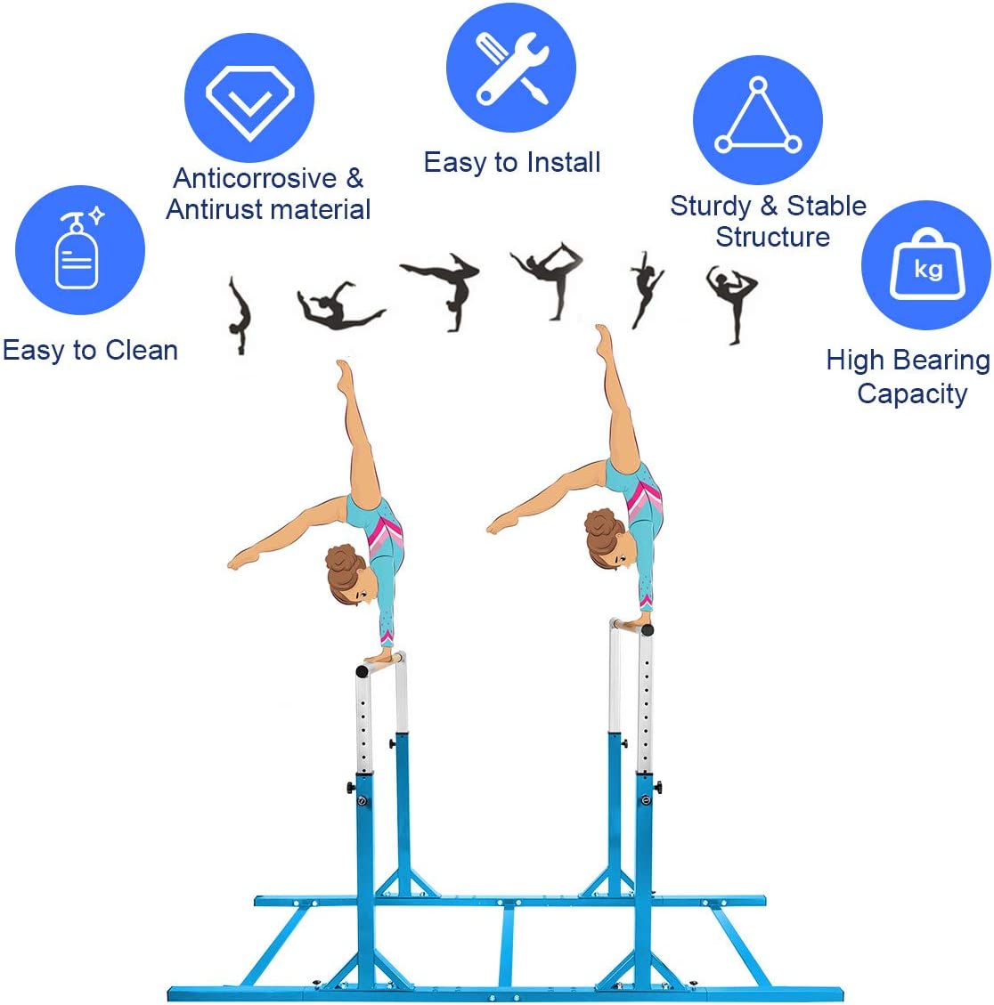 Chairliving Kids Double Horizontal Bars Junior Gymnastic Training Parallel Bars with Adjustable Height and Width