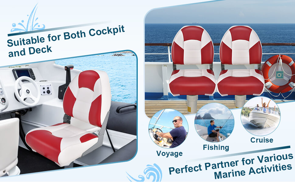 Chairliving Low Back Folding Boat Seat Fishing Chair with Ultra-Thickened High-Density Sponge