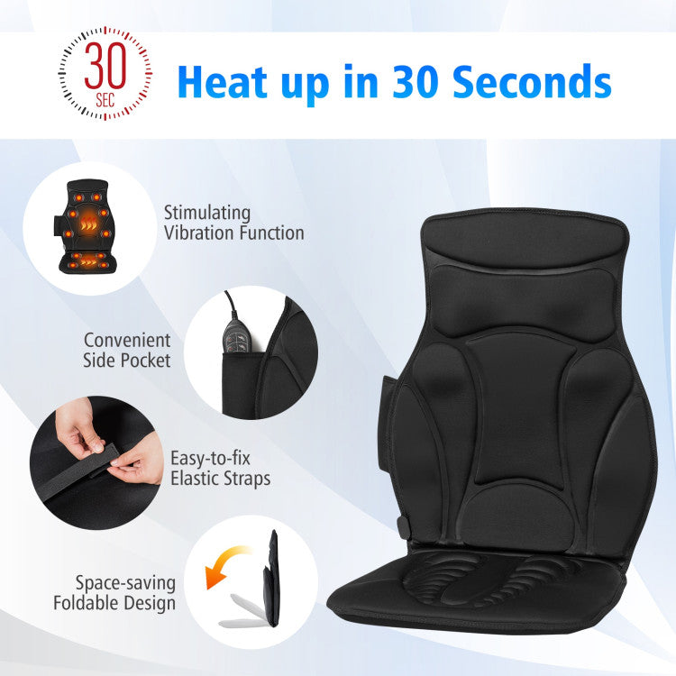 Chairliving Massage Car Seat Cushion Back Massager Pad with 10 Vibration Motors Heat