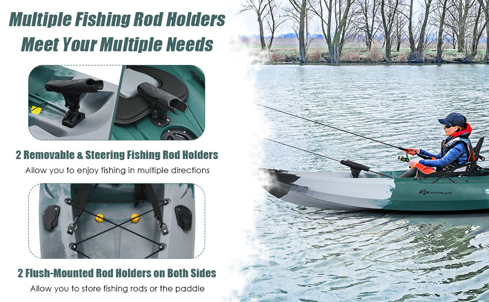 Chairliving One-Person Sit-on-Top Fishing Kayak Boat with Aluminum Paddle and Comfortable Seat