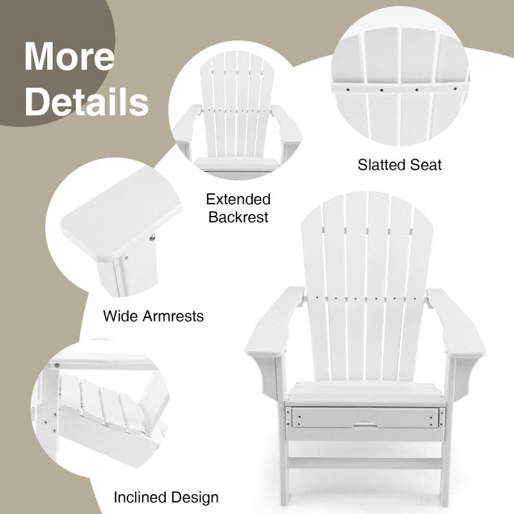 Chairliving Outdoor Folding Adirondack Chair Patio Weather Resistant HDPE Lounge Chair with Retractable Ottoman for Porch Backyard