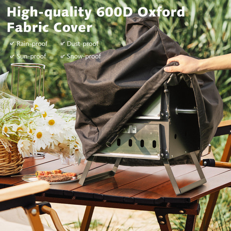 Chairliving Outdoor Portable Pizza Oven Stainless Steel Multi-Fuel Pizza Maker with Foldable Legs Anti-scalding Handles