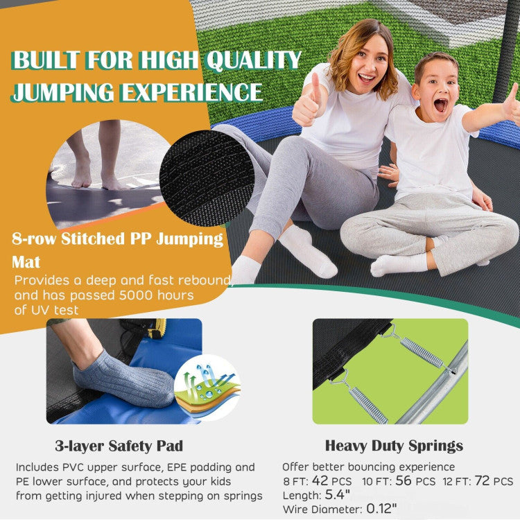 Chairliving Outdoor Recreational Trampoline ASTM Approved All Weather Large Trampoline with Basketball Hoop Safety Enclosure Net Ladder