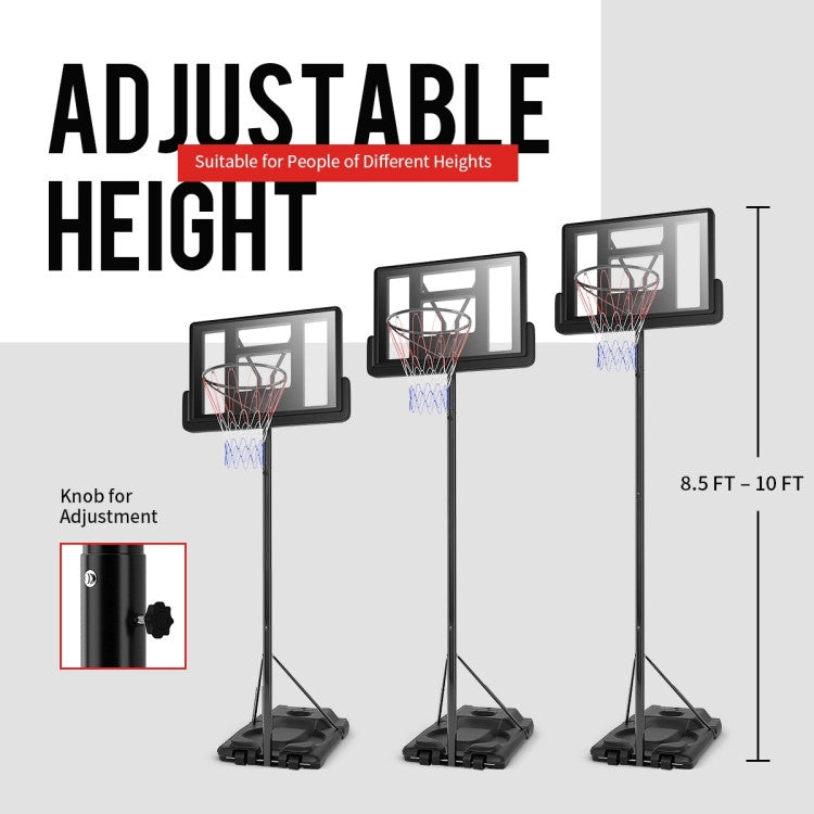 Chairliving Portable Basketball Hoop Height Adjustable Shatterproof PVC Backboard with Wheels and 2 Nets