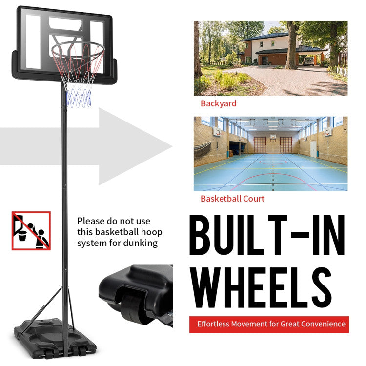 Chairliving Portable Basketball Hoop Height Adjustable Shatterproof PVC Backboard with Wheels and 2 Nets