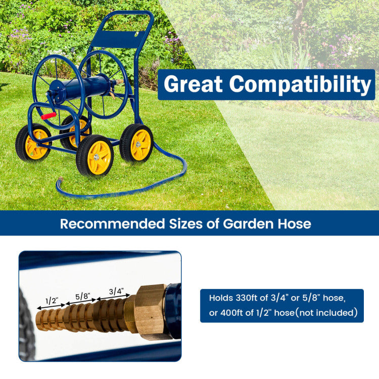 Chairliving Portable Garden Hose Reel Cart Water Hose Holder with Non-slip Grip and 4 Wheels for Lawn Yard Watering