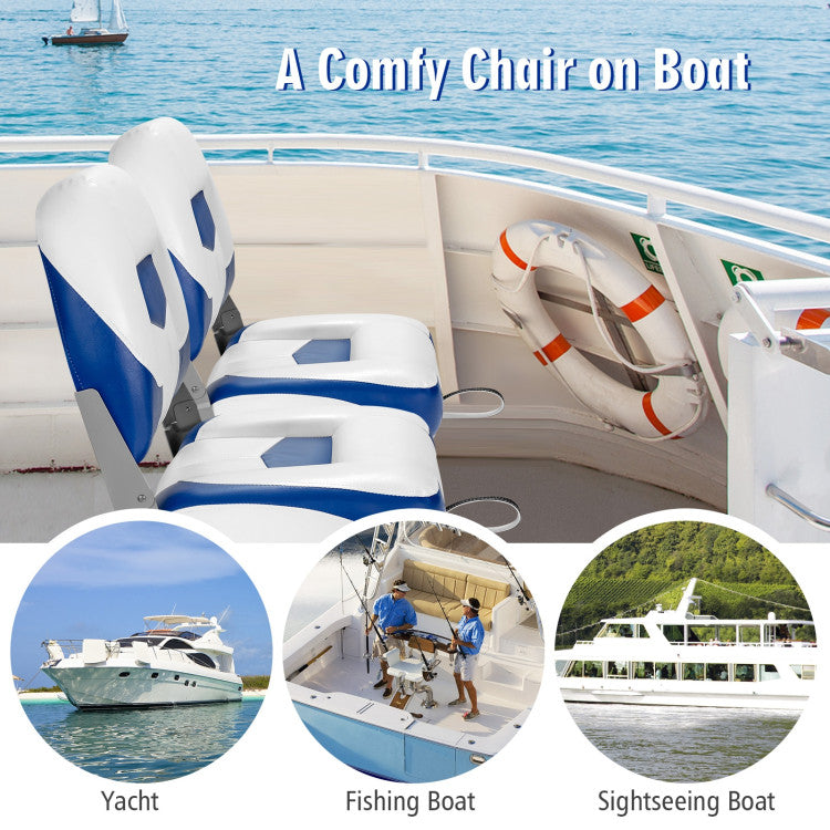 Chairliving Set Of 2 High Back Folding Boat Seat Fishing Chair with Fully Filled Foam