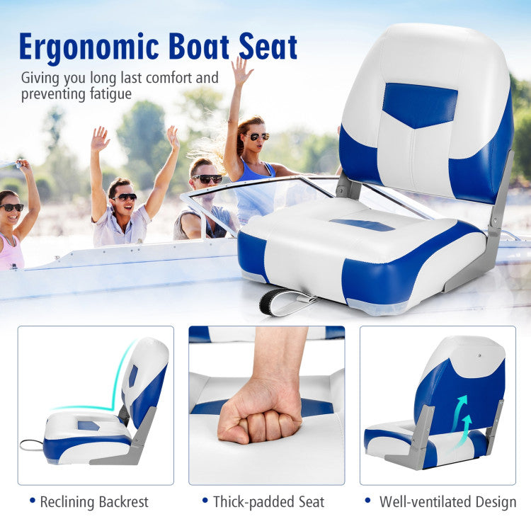 Chairliving Set Of 2 High Back Folding Boat Seat Fishing Chair with Fully Filled Foam