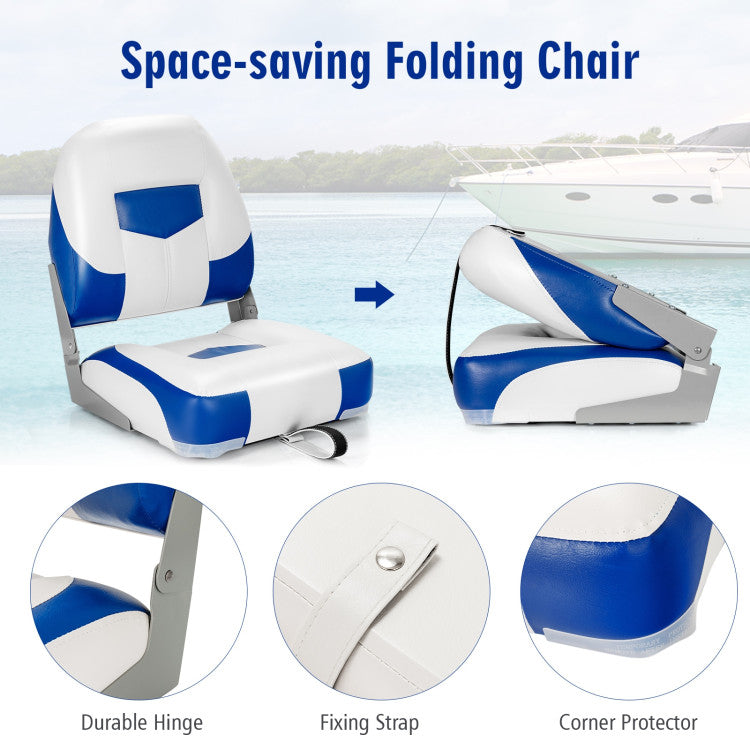 Chairliving Set Of 2 High Back Folding Boat Seat Fishing Chair with Fully Filled Foam