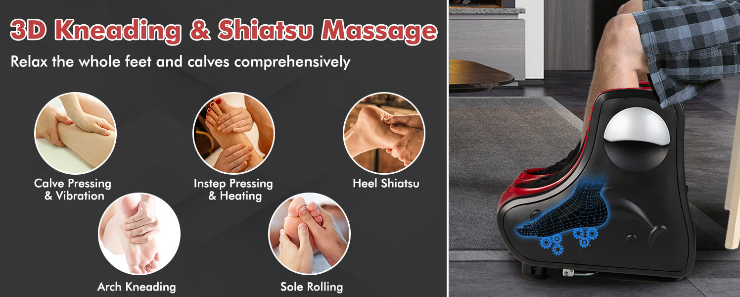 Chairliving Shiatsu Electric Foot and Calf Massager with Heat Vibration Deep Kneading
