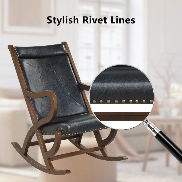 Chairliving Single Rocking Chair Modern PU Leather Rocker with PU Cushion