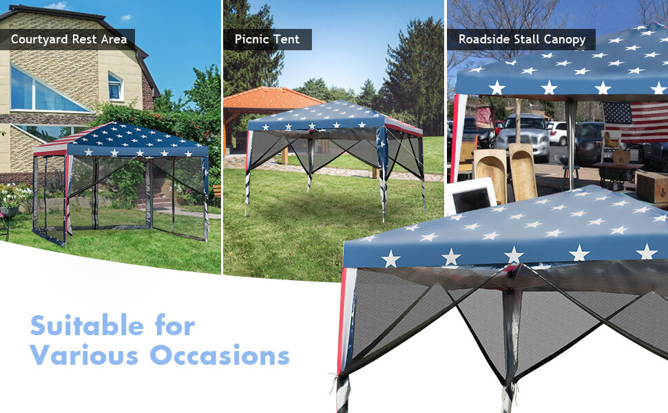 Chairliving 10 x 10 Feet Outdoor Pop-up Canopy Tent Gazebo Shelter with 4 Removable Mesh Walls