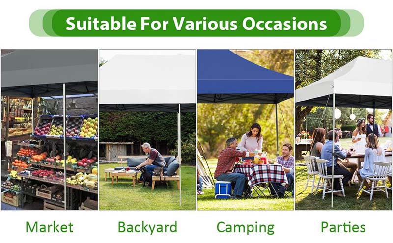 Chairliving 10 x 20 FT Outdoor Pop Up Canopy Portable Folding Camping Tent with Adjustable Height and Storage Bag