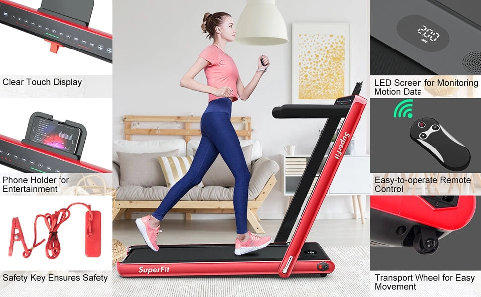 Chairliving 2-in-1 Folding Electric Motorized Treadmill with Remote Control and Dual Display