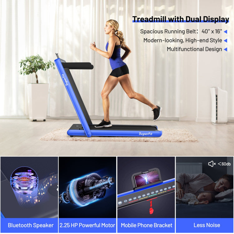 Chairliving 2-in-1 Folding Electric Motorized Treadmill with Remote Control and Dual Display