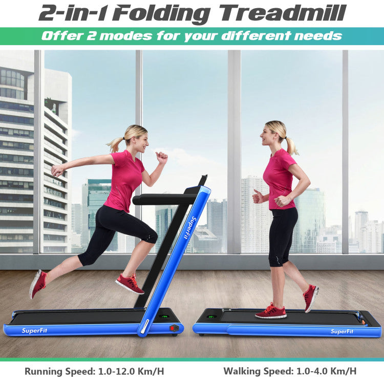 Chairliving 2 in 1 Folding Electric Treadmill 2.25HP Running Machine with LED Display and Remote Control