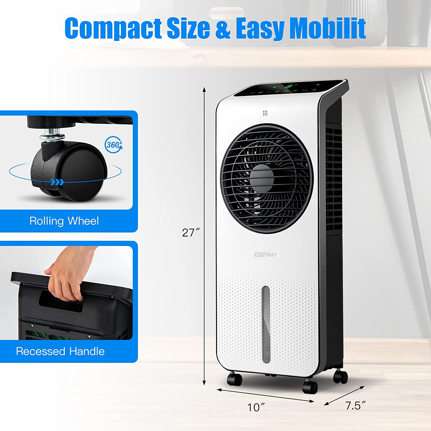 Chairliving 3-in-1 Evaporative Air Cooler Portable Air Conditioner Air Cooling Fan with Remote Control and 3 Wind Modes