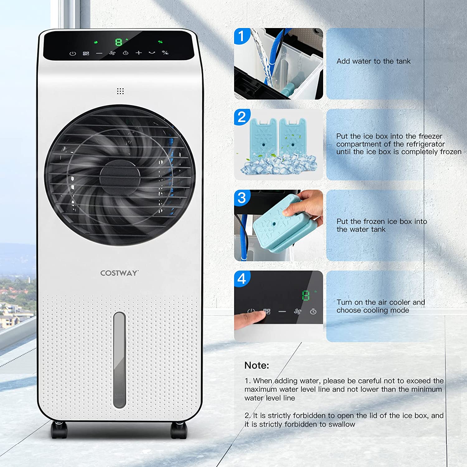 Chairliving 3-in-1 Evaporative Air Cooler Portable Air Conditioner Air Cooling Fan with Remote Control and 3 Wind Modes