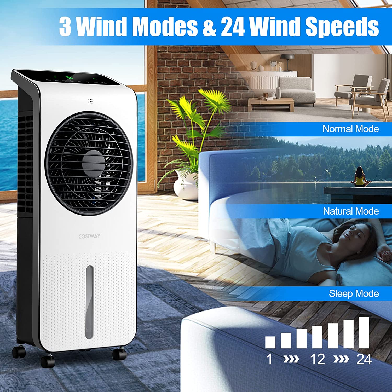 Chairliving 3-in-1 Evaporative Air Cooler Portable Air Conditioner Air Cooling Fan with Remote Control and 3 Wind Modes