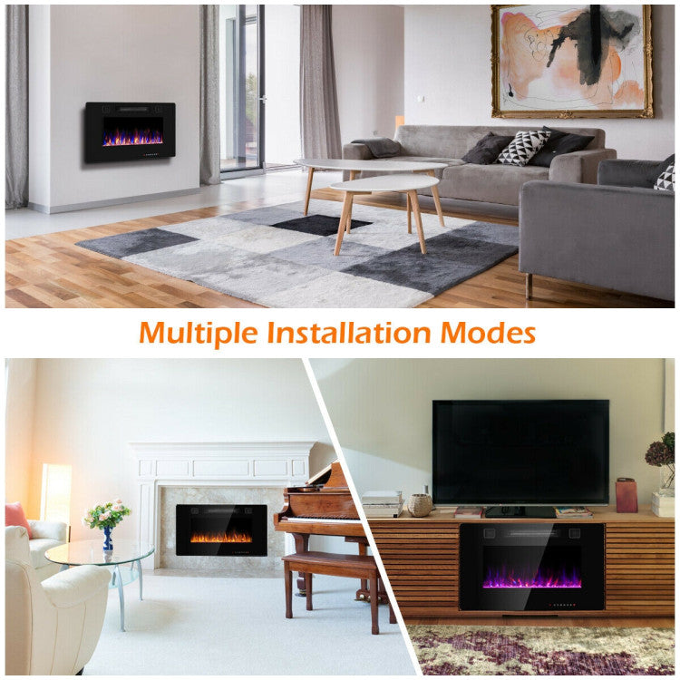 Chairliving 30 Recessed Ultra Thin Electric Fireplace Noiseless Electric Heater with Remote Control and Touch Screen
