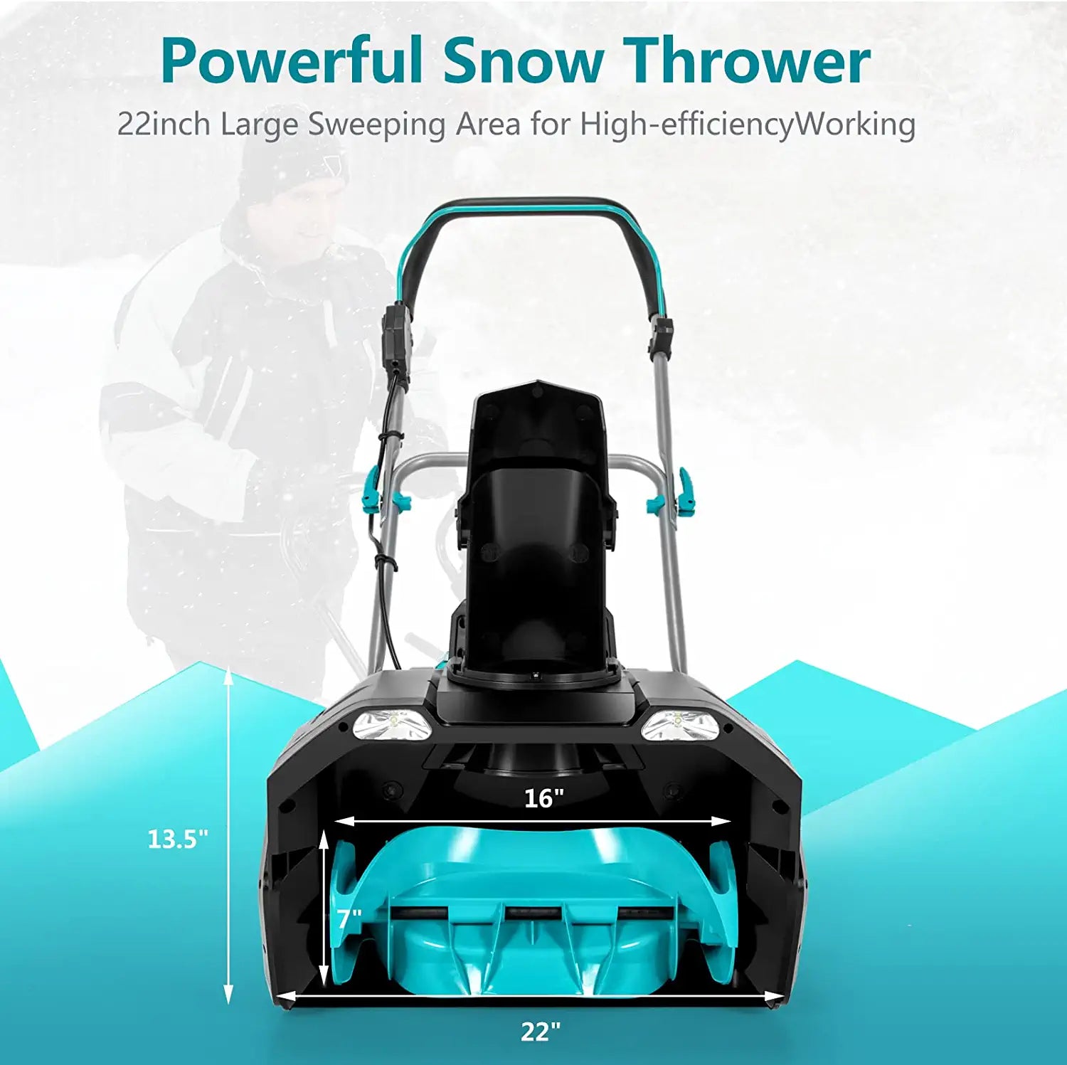 Chairliving 40V Cordless Snow Blower 20 Inch Snow Thrower with Dual LED Lights and 2 Battery for Yard Driveway