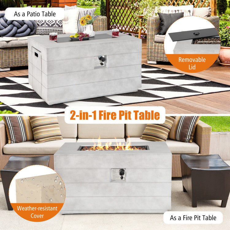 Chairliving 50000BTU Outdoor 40 Inch Round Propane Gas Fire Pit Table 2-in-1 Fireplace with Laval Rock PVC Cover