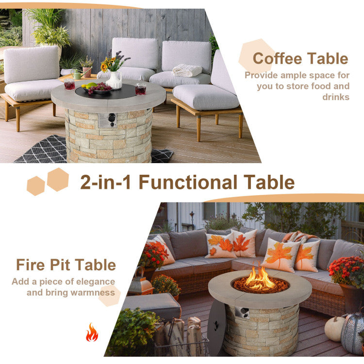 Chairliving 50000 BTU Outdoor 2-in-1 Propane Gas Fire Pit Table 36 Inch Fireplace with Lava Rock and PVC Cover