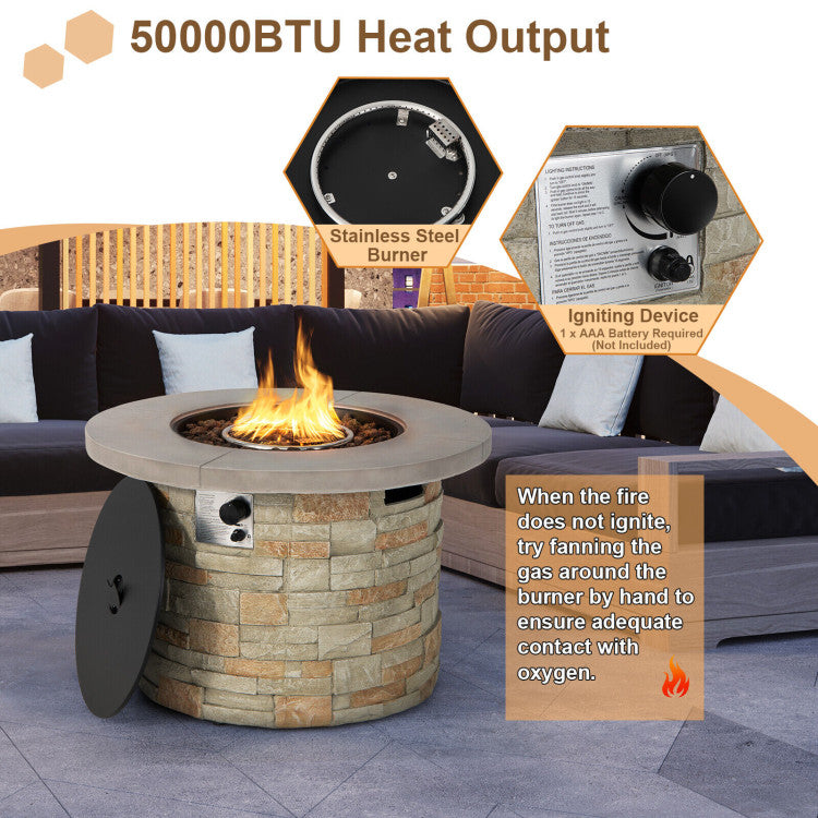 Chairliving 50000 BTU Outdoor 2-in-1 Propane Gas Fire Pit Table 36 Inch Fireplace with Lava Rock and PVC Cover