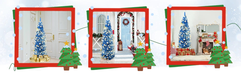 Chairliving 6 Feet Unlit Artificial Christmas Halloween Pencil Tree with Metal Stand